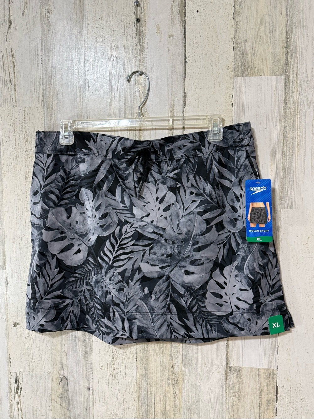 Speedo Black Swim Skort with Gray Patterned Waistband - Picture 12 of 12